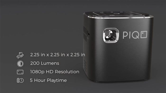 Piqo Projector with technical specifications.