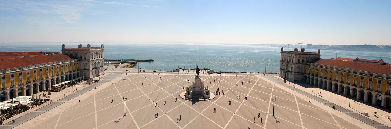 Lisbon's principal square with the view of the sea.